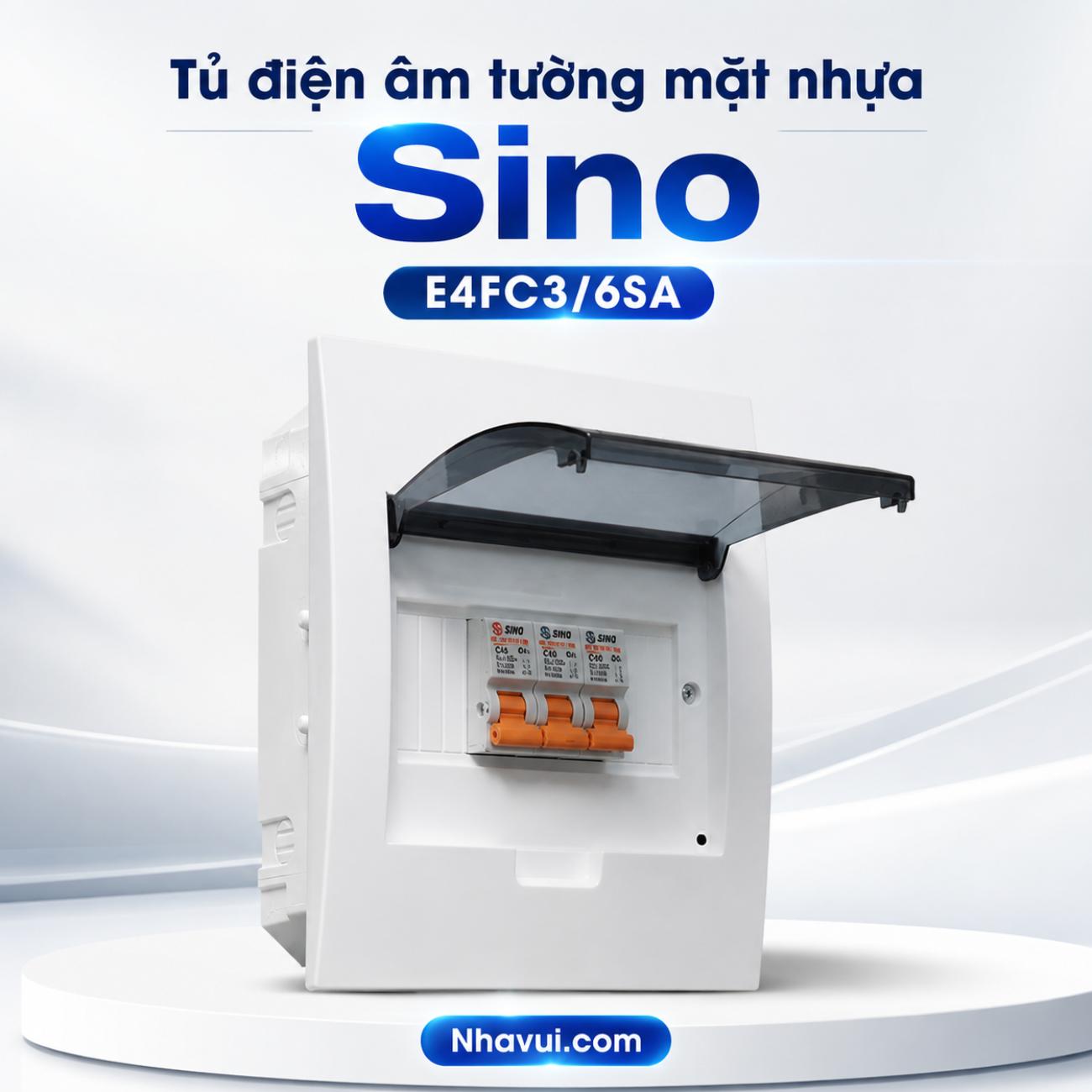 Tủ điện âm tường mặt nhựa Sino E4FC
